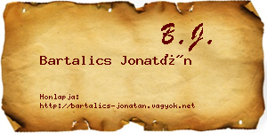 Bartalics Jonatán névjegykártya